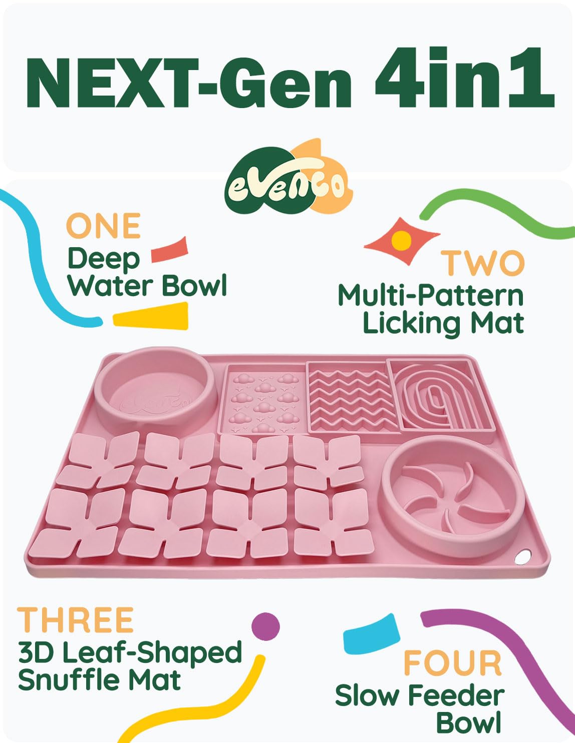 Slow Feeder Bowl for Dogs and Cats (Pink)