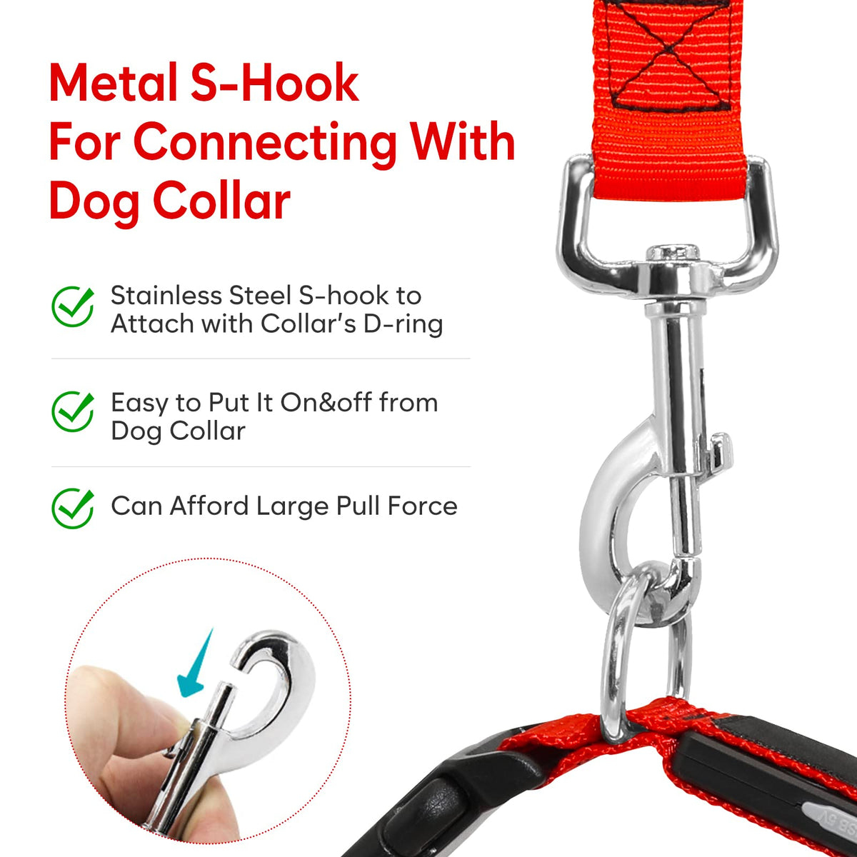 LED Light Up Dog Leash 3 Lighting Modes USB Rechargeable (Red-KX)