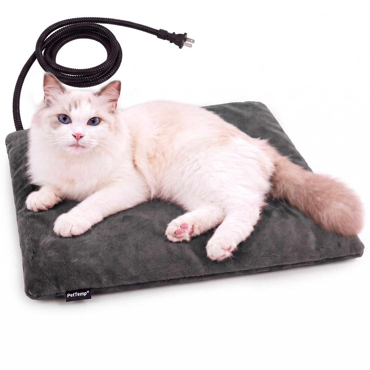 Round Cat Heating Pad (Gray / Square: 16" × 16" × 1.6")
