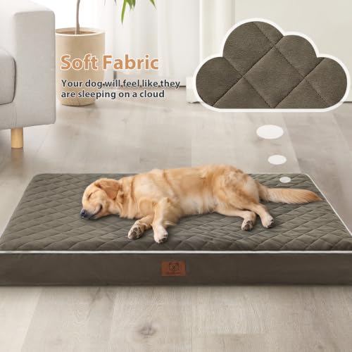 Orthopedic Waterproof XL Dog Bed for Crate Cozy Sleep (Dark Green / 41"L x 27"W x 4"Th)
