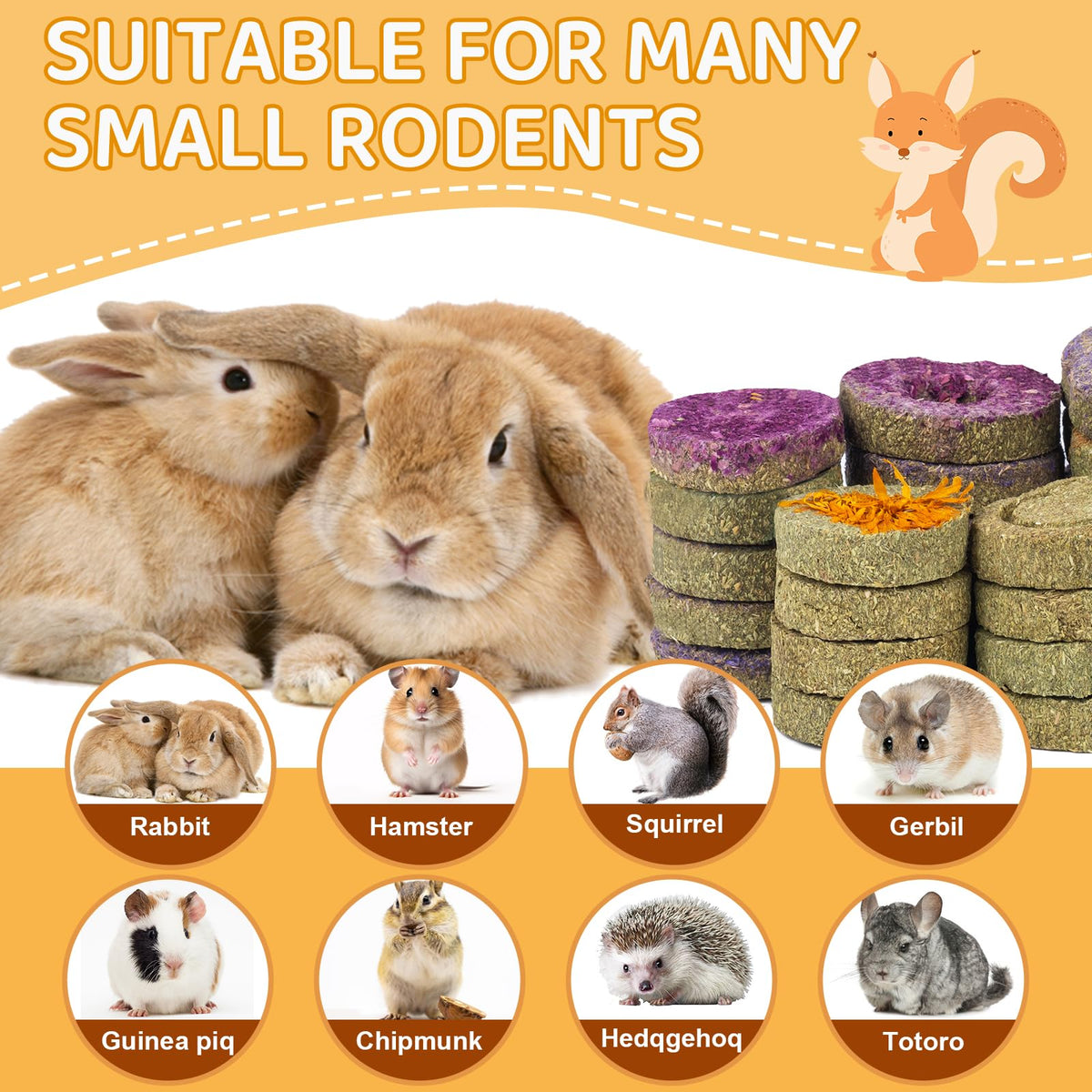 30PCS Guinea Pig Hay Grass Cake Food Set Natural Rabbit Chew Toys for Teeth (30Pack-grass cake)