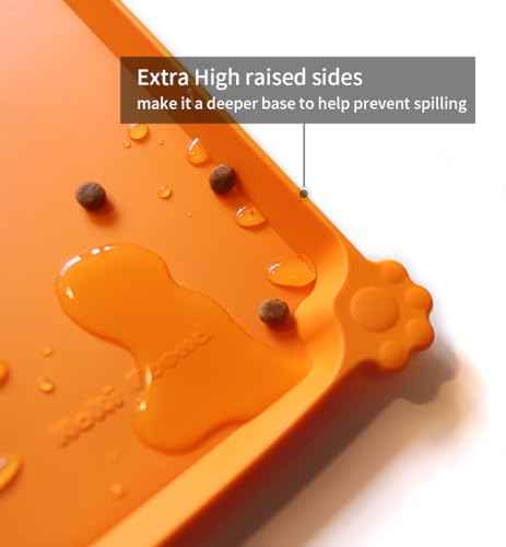 L Silicone Non Slip Pet Dog Cat Bowl Mats (22" x 14" / Orange)