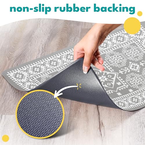 Large Dog Mat for Food and Water (16.5"L x 26"W / Aztec Sun)