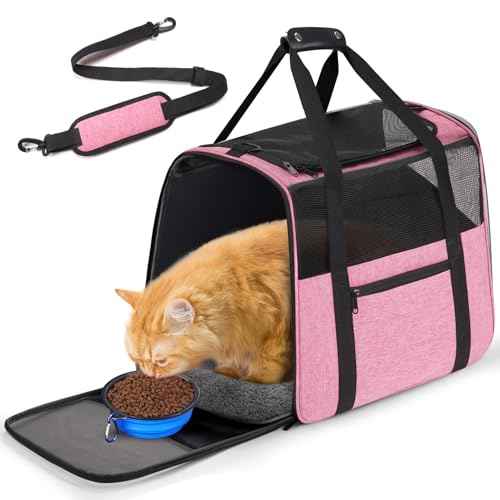 JUNGYOUN Premium Cat Carrier (Pink / 17.5"L x 12.4"W x 13.5"H)