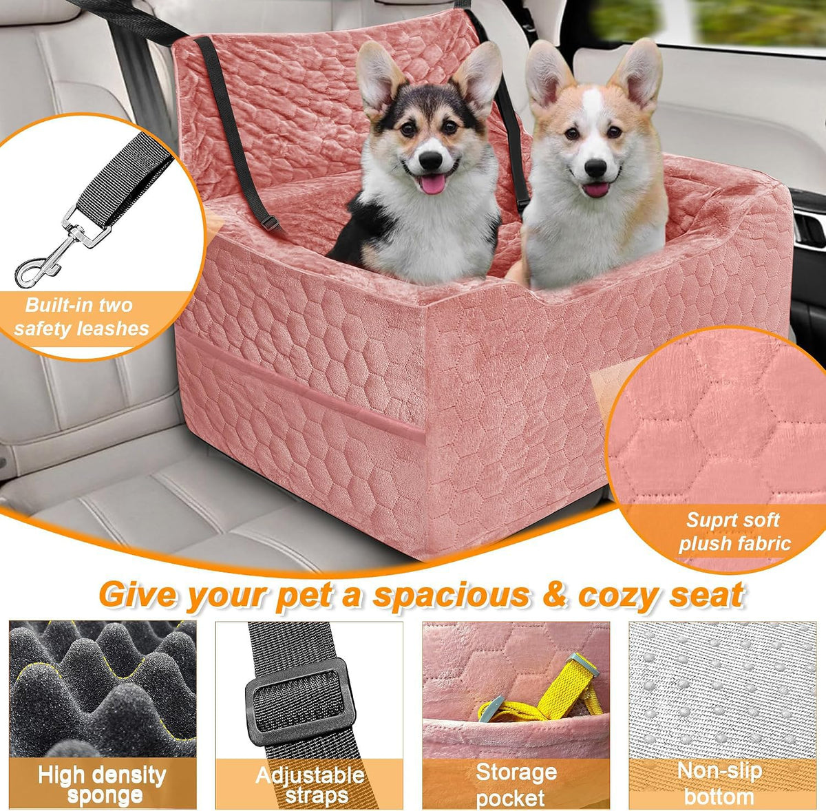 Dog Car Seat for Medium (Pink / Large)