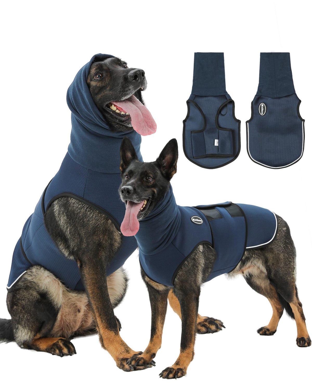 Dog Anxiety Vest with Hood (Large / Dark Blue)