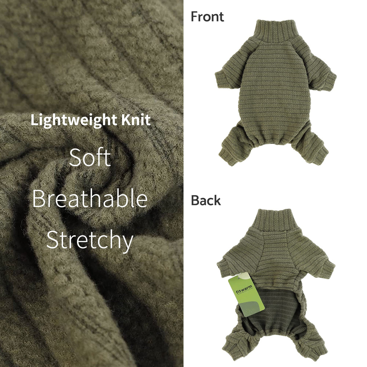 Turtleneck Knitted Dog Sweater Puppy Pajamas Thermal Doggie Winter Clothes Knitwear Pet Coats Cat Apparel Green Large (Large / Sage Green)