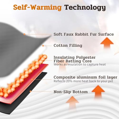 Soft Plush Fluffy Self Warming Thermal Pet Mat for Dogs and Cats (Misty Gray / X-Large (45'' X 28'' X 1''))