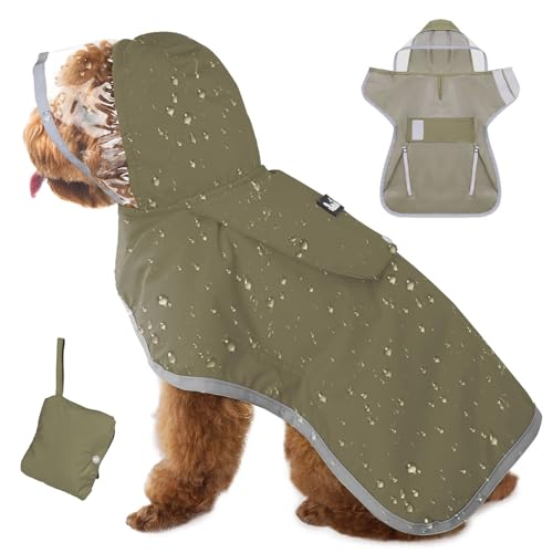 Dog Raincoat Ultra Lightweight Rain Jacket (2X-Small / Green)