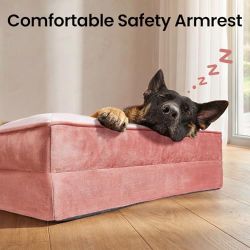 Orthopedic Extra Large Dog Bed Couch (44" x 29" x 7" / 07-Pink)