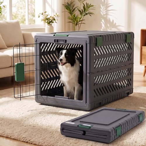 Collapsible Dog Crate for Large (Dark Grey / 36.4"L x 22.8"W x 25.8"H)