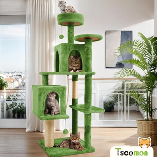 58.5inch Large Cat Tree Tower Condo for Indoor Cats (58.5in / Leaves Green)