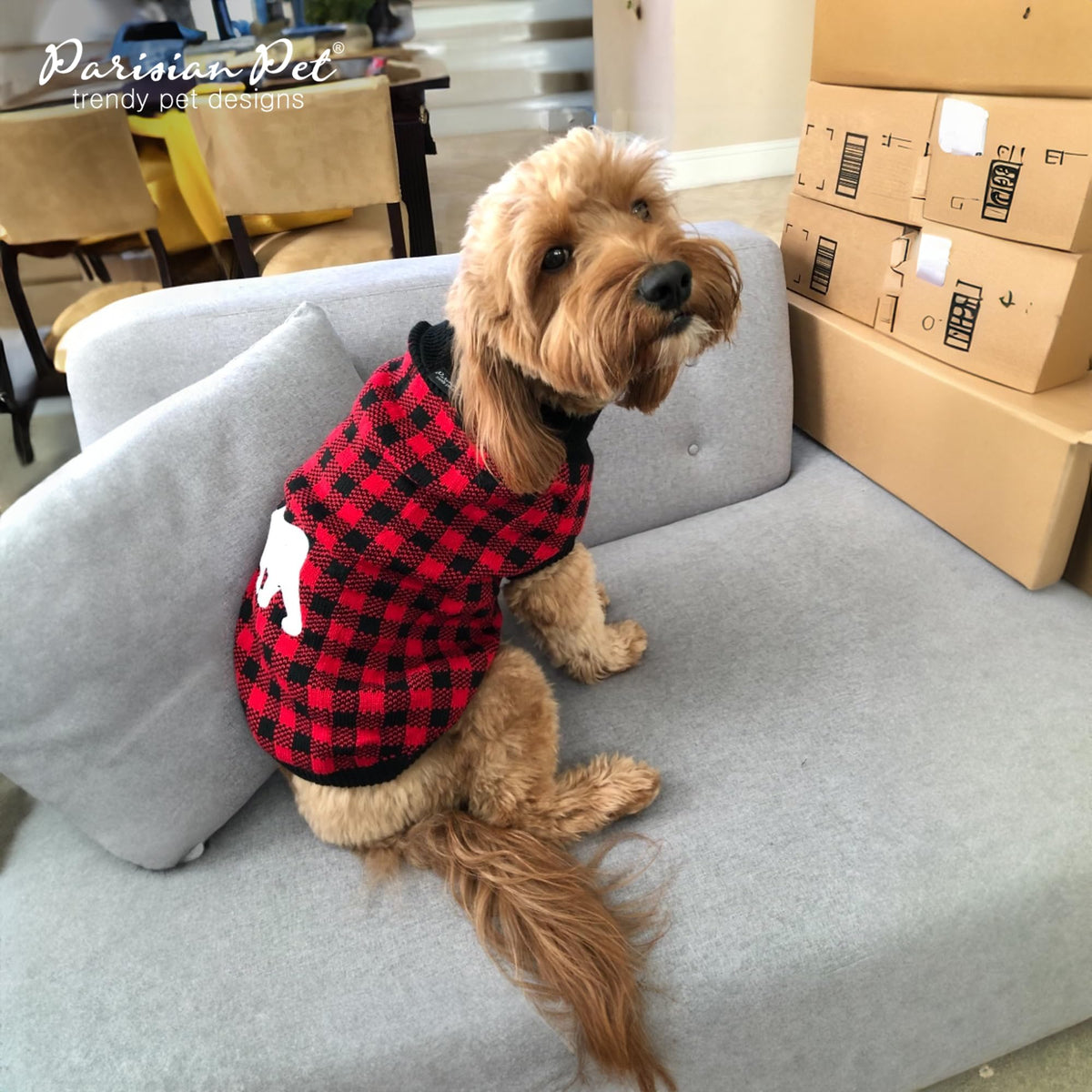 Dog Sweaters Cable Knit Dog Outfit (L / Checkered Red)