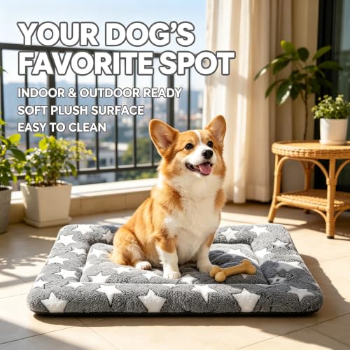 Dog Bed Mat Soft & Comfortable Dog Kennel Pad for Crate (M(30"*20"*1.5") / Gray-1pc)
