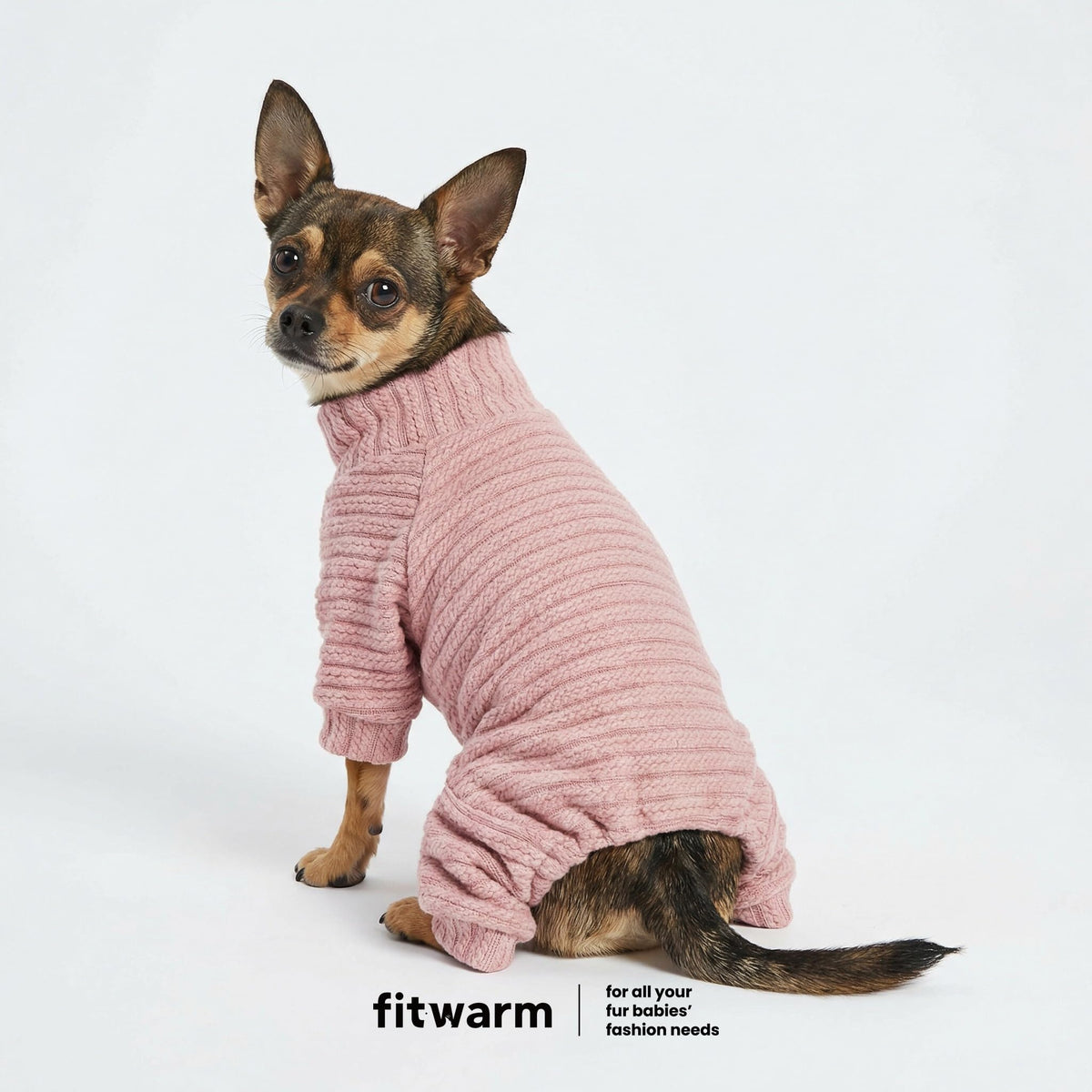 Turtleneck Knitted Dog Sweater Puppy Pajamas Thermal Doggie Winter Clothes Knitwear Pet Coats Cat Apparel Pink Large (Large / Light Pink)