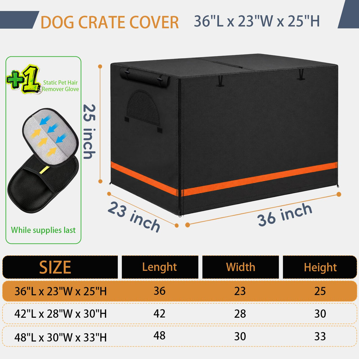Heavy Duty Dog Crate Cover 36 in (36"L x 23"W x 25"H)