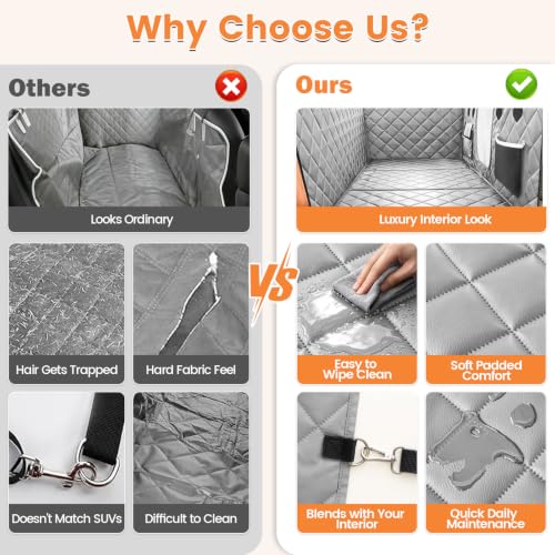 Hard Bottom Car Seat Cover for Dog (Upgraded Gray / For Car/SUV/Small Truck)