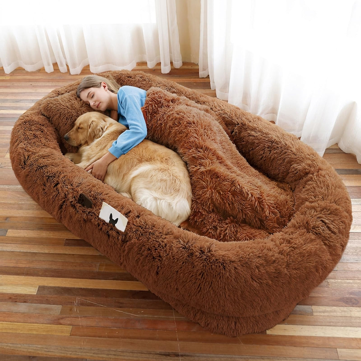 Human Dog Bed (71.0"L x 45.0"W x 12.0"Th / Brown)